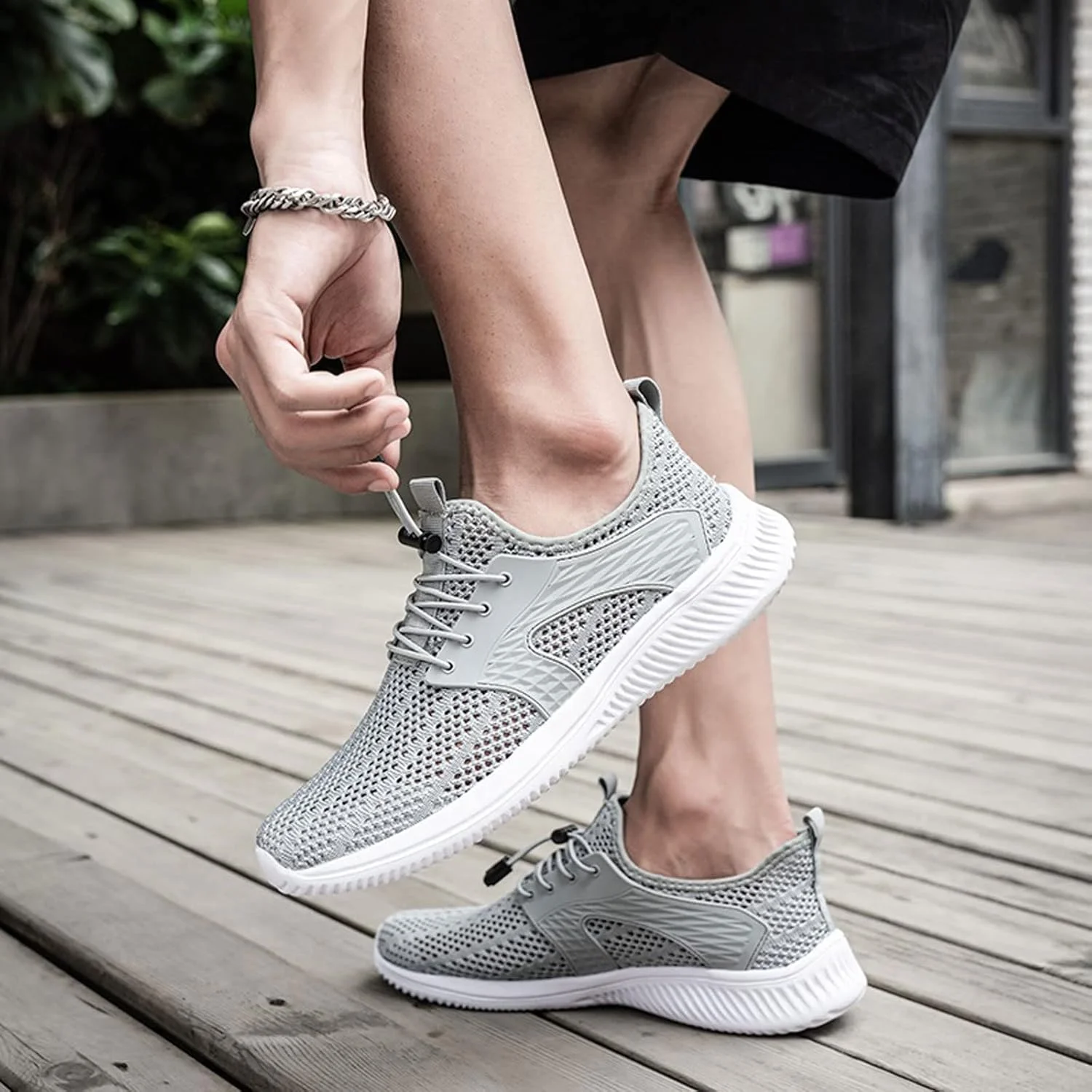 کفش ورزشی مردانه SKYRRA، کفش های ورزشی غیر رسمی مردانه، شیک، تنفس پذیر، با رنگ ثابت، مناسب برای تمرینات تناسب اندام مردانه (Hortel,40)