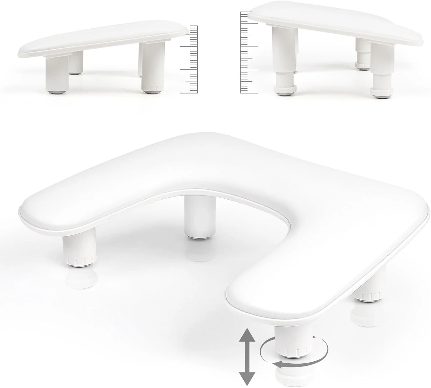 Arm Rest for Nails Tech，Height-Adjustable U Shaped Manicure Nail Arm Rest,Big Microfiber PU Leather Hand Rest for Nails Tech, Professional Salon Manicure Arm Rest Cushion(White)
