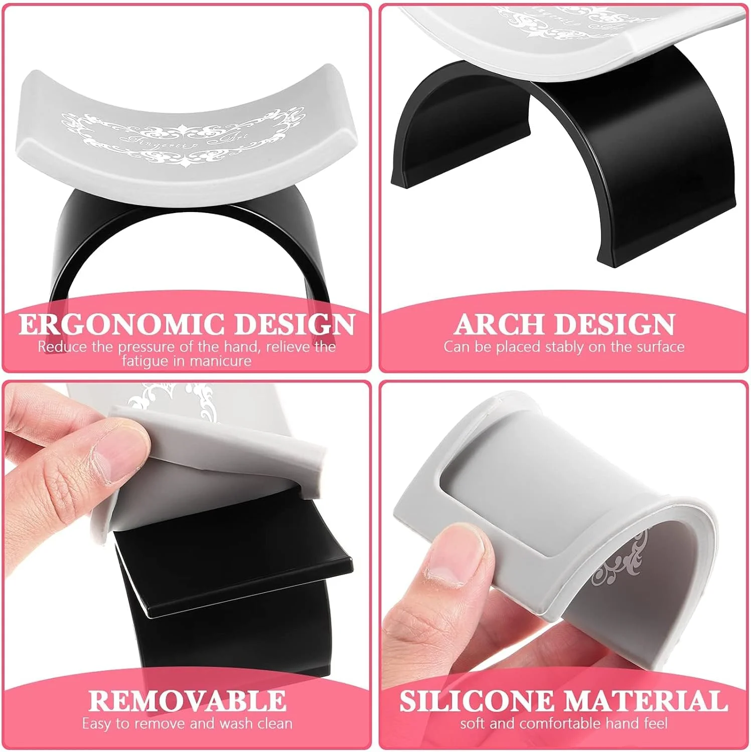 SWIUKPHE Nail Arm Rest, Nail Art Hand Pillow U Shape Silicone Nail Art Hand Pillow Cushion Nail Pad Holder, Nail Art Wrist Armrest Manicure Tool, Nail Art Tool for Nail Salon and Nail Technician Use SWIUKPHE Nail Arm Rest, Nail Art Hand Pillow U Shape Silicone Nail Art Hand Pillow Cushion Nail Pad Holder, Nail Art Wrist Armrest Manicure Tool, Nail Art Tool for Nail Salon and Nail Technician Use