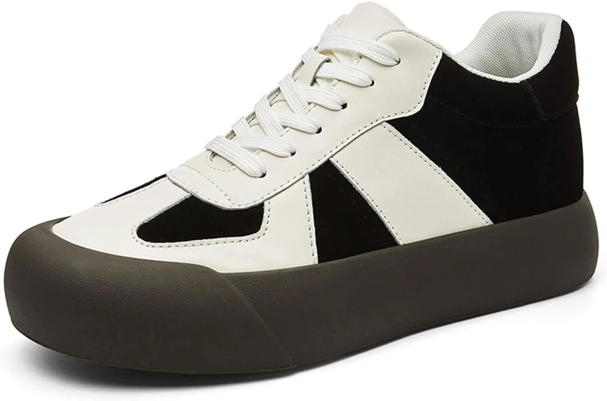کفش‌های کتانی مردانه مد روز، کفش‌های پیاده‌روی غیررسمی کلاسیک، راحت و ضد لغزش با پاشنه مخفی افزایش قد، مناسب اسکیت