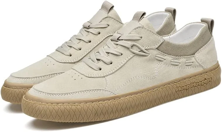 کفش‌های مردانه برند غیررسمی جدید 2023، کفش‌های چرمی جیر یکپارچهسازی با سیستمعامل، کفش‌های پیاده‌روی ضد لغزش پسرانه جوان، کفش‌های کتانی مد روز مردانه کلاسیک (ماسه ای، 41)