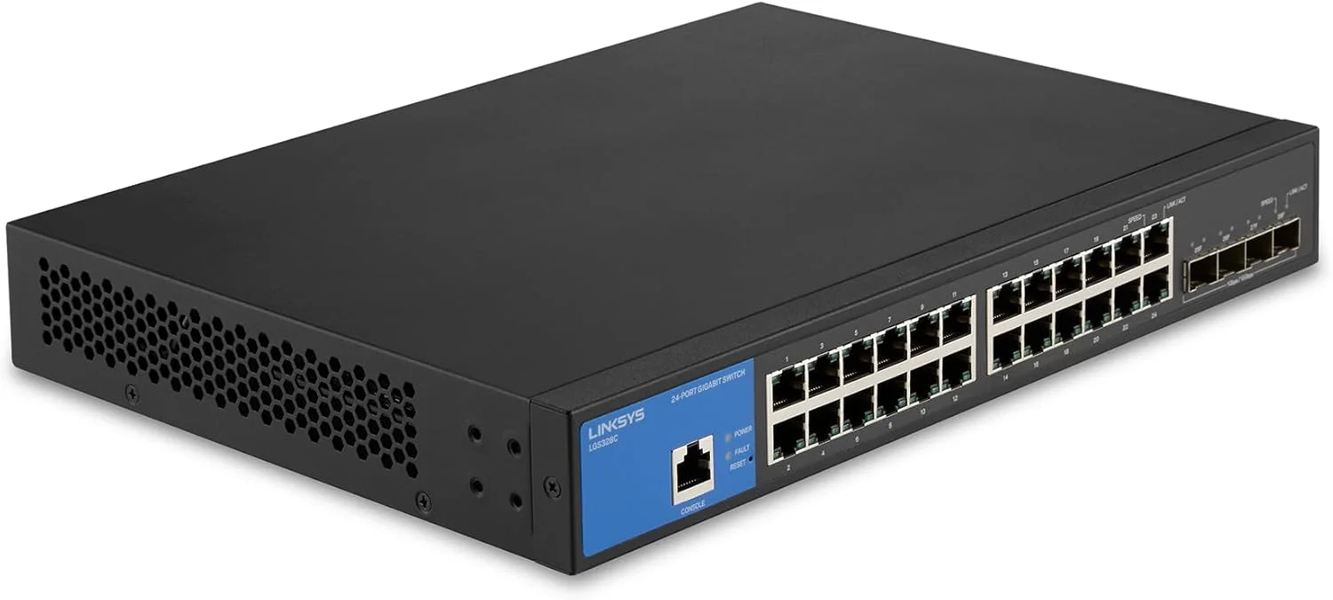 سوئیچ اترنت گیگابیتی مدیریت شده 24 پورت Linksys با 4 آپلینک 10G SFP+ مدل LGS328C سوئیچ اترنت گیگابیتی مدیریت شده 24 پورت Linksys با 4 آپلینک 10G SFP+ مدل LGS328C