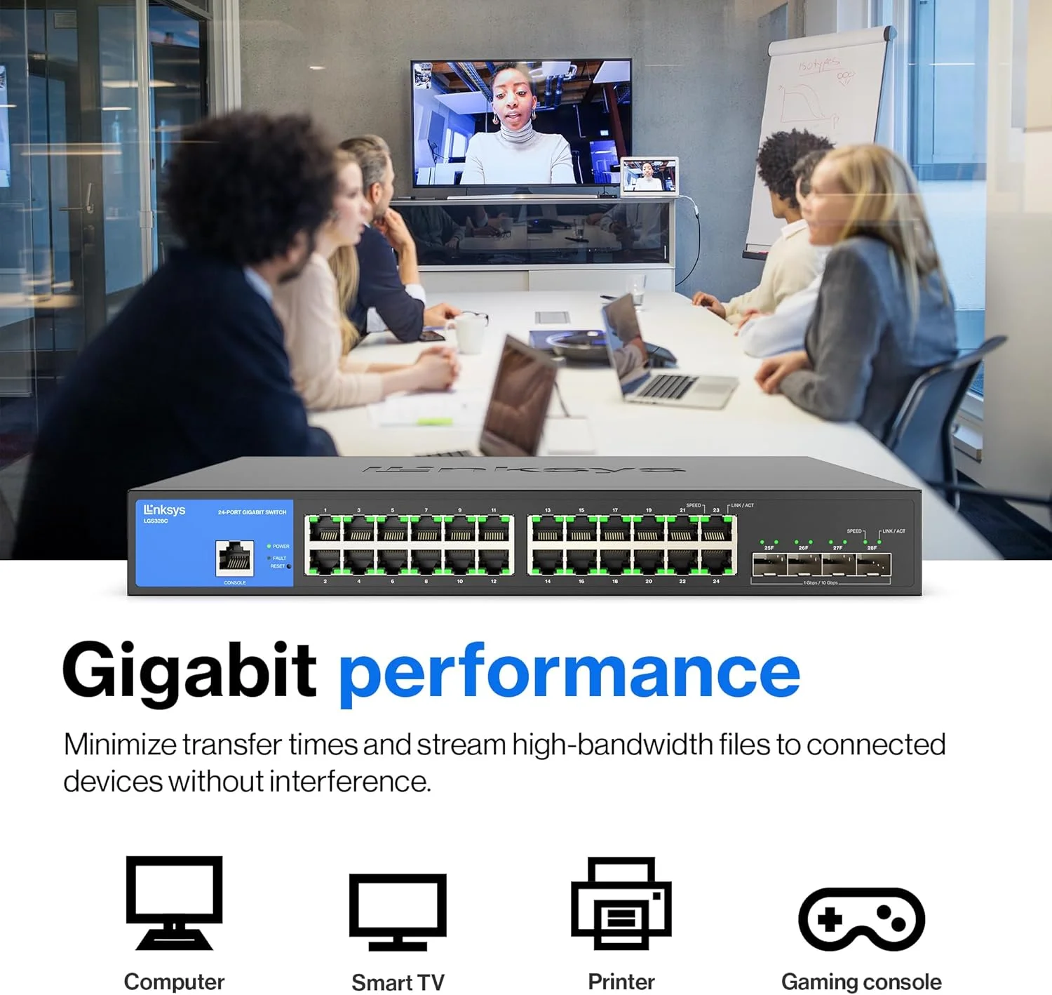 سوئیچ اترنت گیگابیتی مدیریت شده 24 پورت Linksys با 4 آپلینک 10G SFP+ مدل LGS328C سوئیچ اترنت گیگابیتی مدیریت شده 24 پورت Linksys با 4 آپلینک 10G SFP+ مدل LGS328C