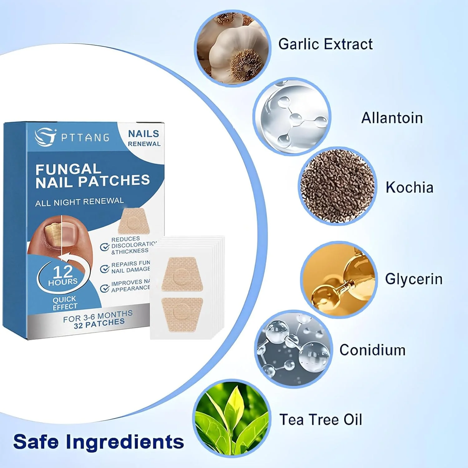 پد درمان قارچ ناخن پا چکزد، قدرت فوق العاده، ترمیم 24 ساعته شبانه، پد ضد قارچ ناخن برای تسکین قارچ ناخن پا، درمان قارچ ناخن پا (32 عدد)