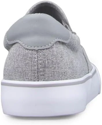 کفش‌های کتانی روزمره مردانه Lugz مدل Clipper | کفش‌های Slip On مردانه | کفش مردانه روزمره، خاکستری متوسط/سفید/آدامسی، سایز 42