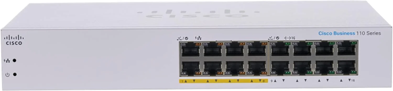 سوییچ غیر مدیریتی سیسکو بیزینس CBS110-16PP-D | شانزده پورت گیگابیتی | PoE جزئی