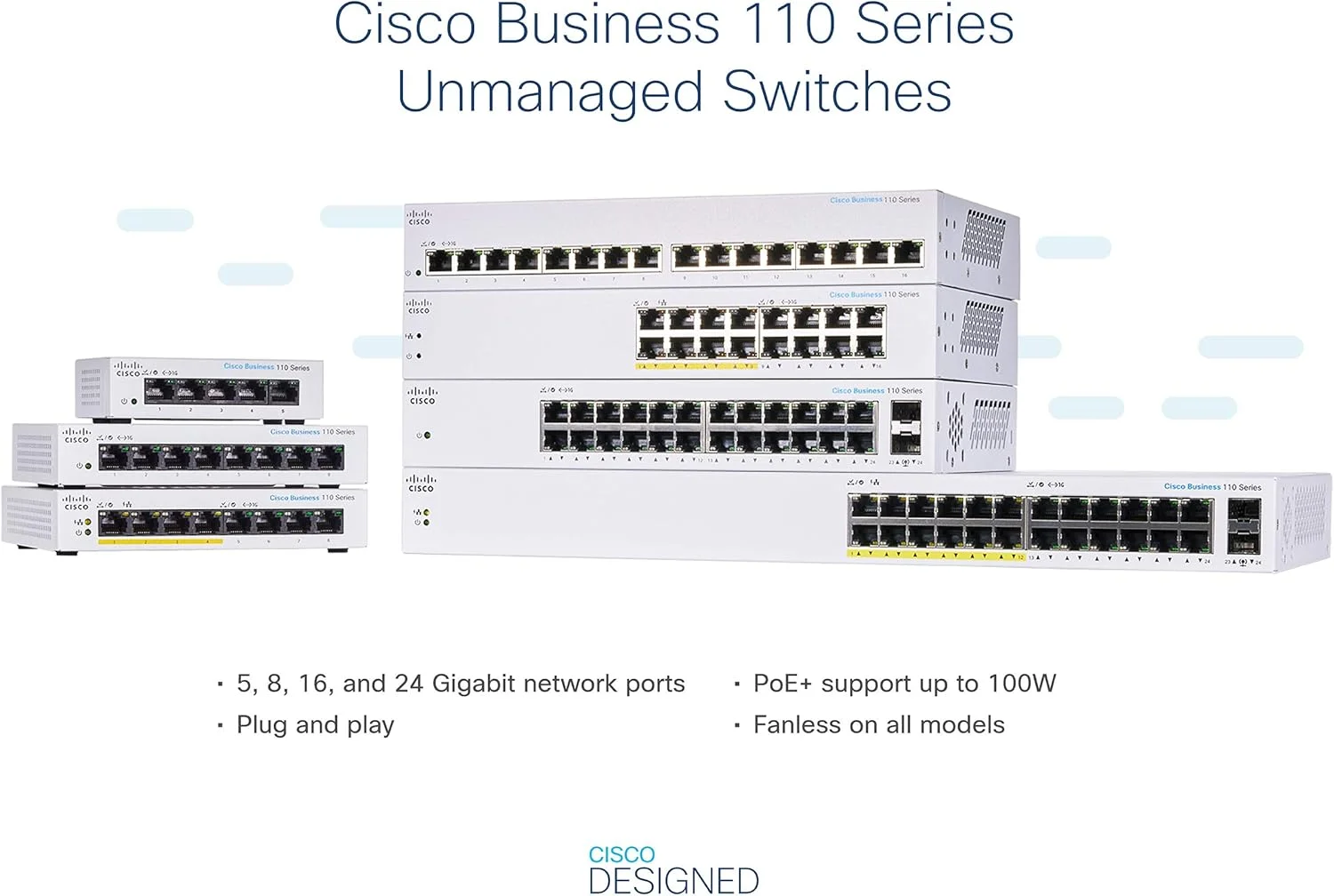 سوییچ غیر مدیریتی سیسکو بیزینس CBS110-16PP-D | شانزده پورت گیگابیتی | PoE جزئی