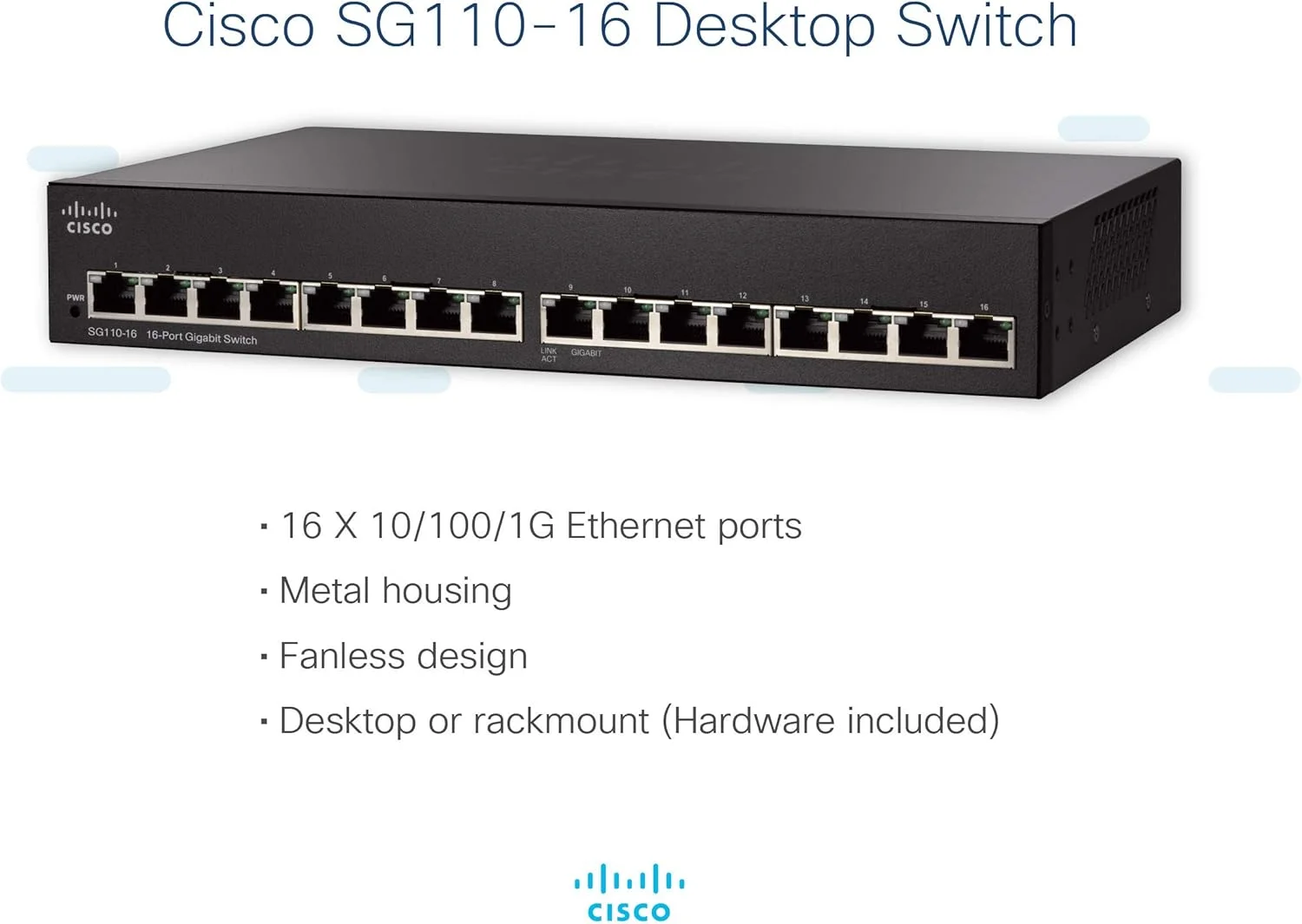 سوییچ 16 پورت گیگابیتی اترنت سیسکو، مشکی - SG110-16 سوییچ 16 پورت گیگابیتی اترنت سیسکو، مشکی - SG110-16