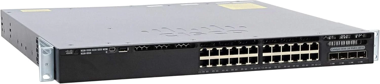 سوئیچ شبکه سیسکو مدل WS-C3650-24PS-S Catalyst 3650 با 24 پورت PoE و 4 آپلینک 1G IP Base