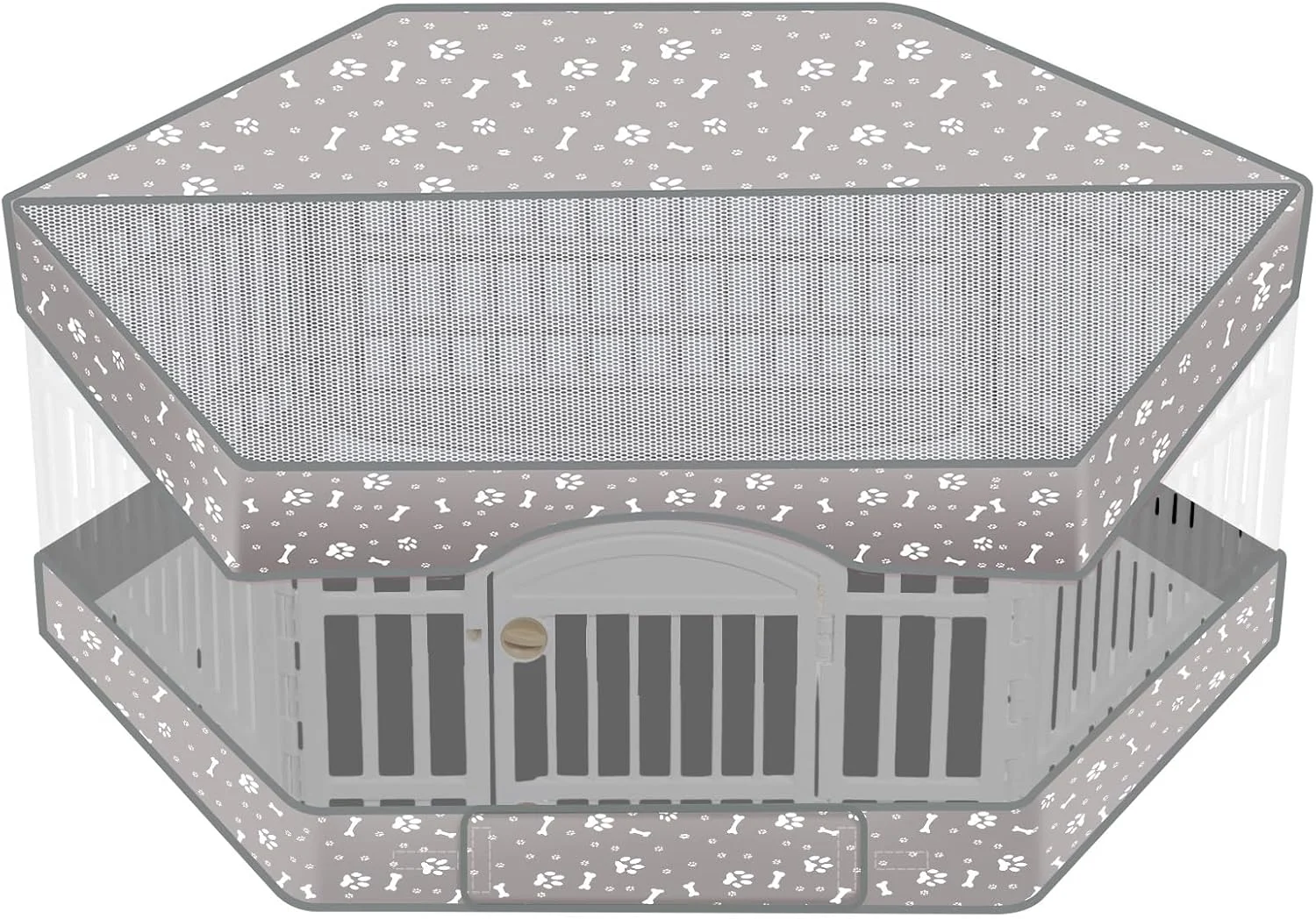 روکش و پد زیرین محوطه بازی سگ AceOrbit، بسته 2 عددی، مناسب برای محوطه بازی 6 ضلعی به ابعاد 92 سانتی متر عرض و 61 سانتی متر ارتفاع، روکش قفس سگ، زیرانداز تمرین توله سگ، قابل شستشو و استفاده مجدد، طراحی حلقه ای، محوطه بازی شامل نمی شود (خاکستری)