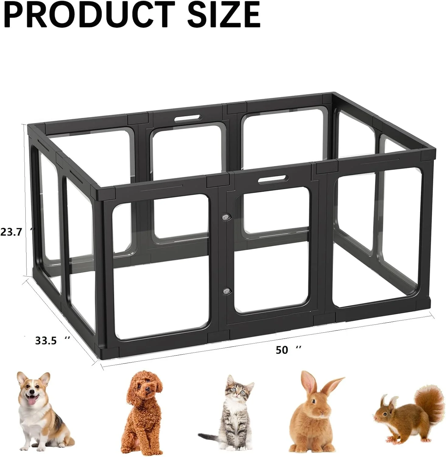 محوطه بازی سگ اکریلیک داخل خانه، محوطه بازی حیوانات خانگی پلاستیکی با درب، محوطه بازی شفاف حیوانات خانگی برای توله سگ گربه خرگوش راسو، مونتاژ آسان محوطه سگ، مناسب برای قفس کوچک (23.6 اینچ ارتفاع X 16.7 اینچ عرض مشکی 10 عدد)