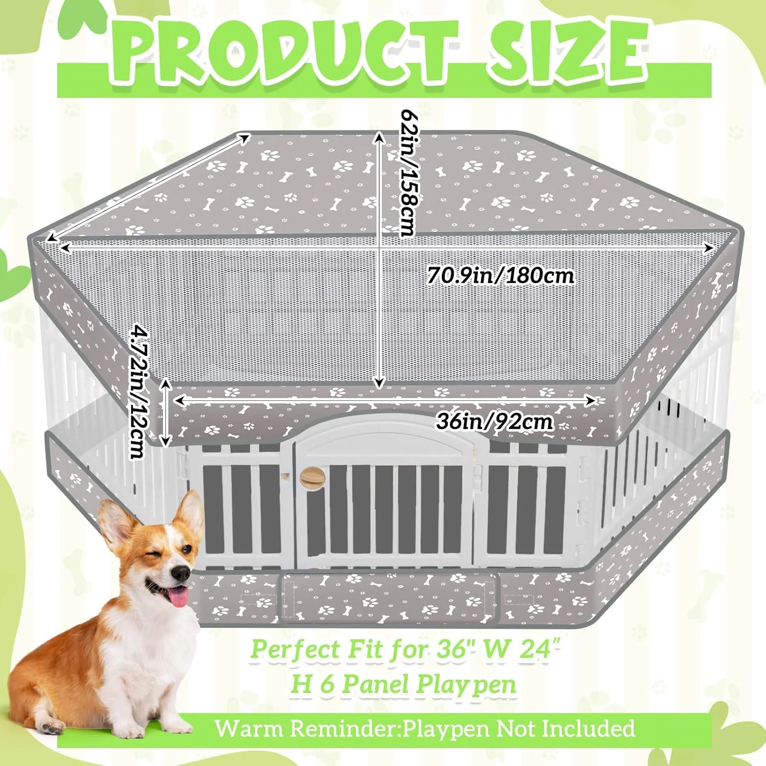 روکش و پد زیرین محوطه بازی سگ AceOrbit، بسته 2 عددی، مناسب برای محوطه بازی 6 ضلعی به ابعاد 92 سانتی متر عرض و 61 سانتی متر ارتفاع، روکش قفس سگ، زیرانداز تمرین توله سگ، قابل شستشو و استفاده مجدد، طراحی حلقه ای، محوطه بازی شامل نمی شود (خاکستری) روکش و پد زیرین محوطه بازی سگ AceOrbit، بسته 2 عددی، مناسب برای محوطه بازی 6 ضلعی به ابعاد 92 سانتی متر عرض و 61 سانتی متر ارتفاع، روکش قفس سگ، زیرانداز تمرین توله سگ، قابل شستشو و استفاده مجدد، طراحی حلقه ای، محوطه بازی شامل نمی شود (خاکستری)