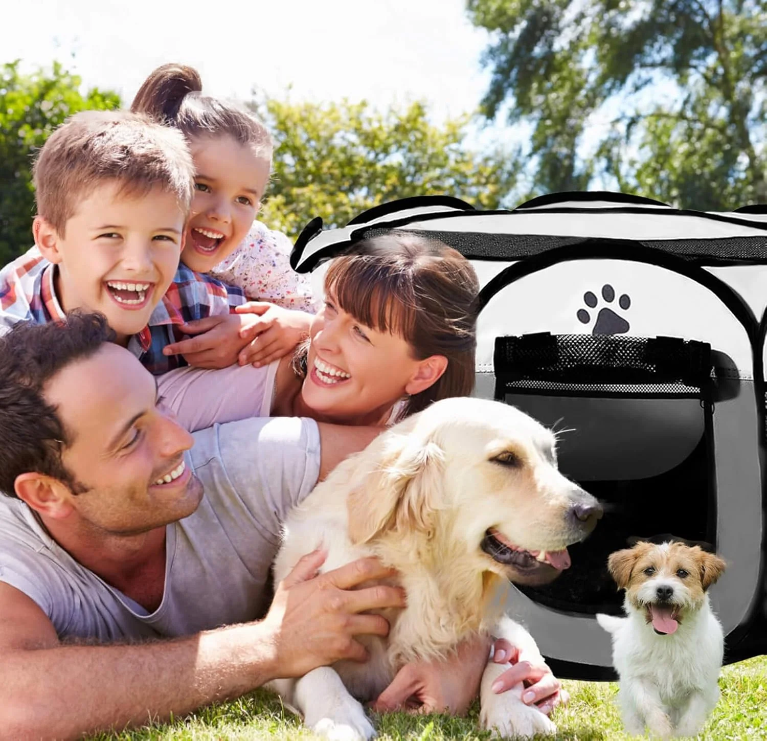 محوطه بازی توله سگ 74x74x48 سانتی متر، قفس گربه BRIMOREA، قفس سگ برای خانه، جعبه توری، جعبه پرتاب سگ برای گربه ها، لانه خرگوش سرپوشیده، محفظه گربه، بالکن، قفس گربه برای فضای باز، محوطه خرگوش (خاکستری)