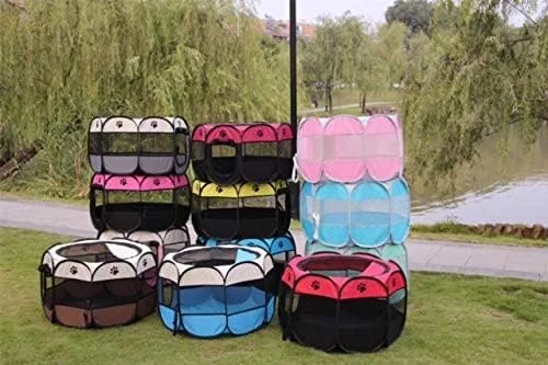 محوطه بازی تاشو قابل حمل 4PPW برای حیوانات خانگی - زمین بازی حیوانات خانگی - محوطه بازی قابل حمل گربه - محوطه بازی حیوانات خانگی در فضای باز - قفس سگ تاشو - چادر توله سگ - حصار حیوانات خانگی - قلم حیوانات خانگی - چادر حیوانات خانگی. (قهوه ای XL)