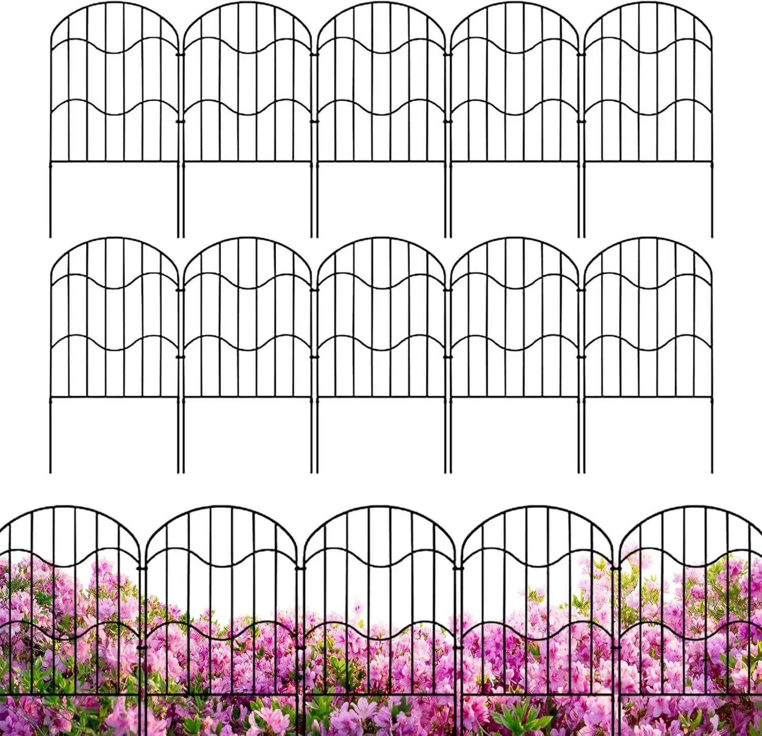 نرده های تزئینی، مانع حیوانات برای سگ، 10 عدد نرده موقت برای محوطه حیوانات خانگی، چمن، پاسیو، استفاده در باغچه گل، محوطه سازی حیاط، رویداد