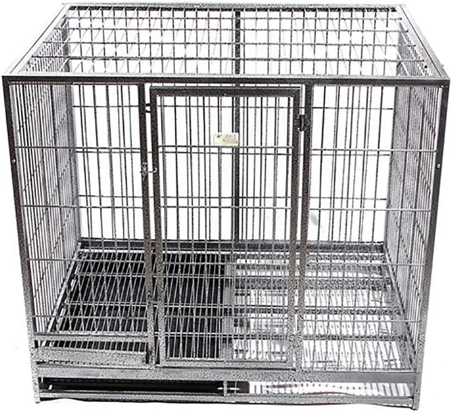خانه تاشو لوکس حیوانات خانگی WYJW، قفس فلزی 2 درب، خانه حیوانات خانگی بزرگ در فضای داخلی و خارجی، محکم و ایمن، با سیستم قفل دقیق، نقره ای