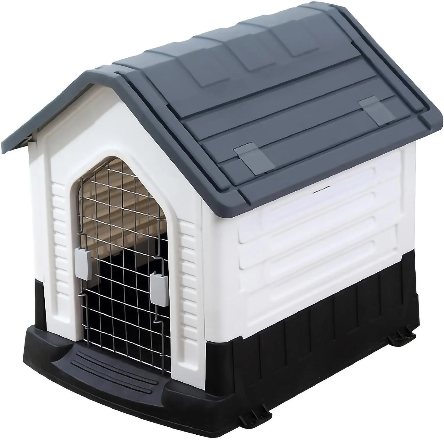 خانه سگ چهار فصل L DDLPOCKET - پناهگاه جادار و ضد آب در فضای باز، مقاوم در برابر اشعه ماوراء بنفش و عایق بندی شده برای سگ های کوچک/متوسط/بزرگ، طراحی محکم ضد واژگونی با تهویه (خاکستری، L 80 سانتی متر)