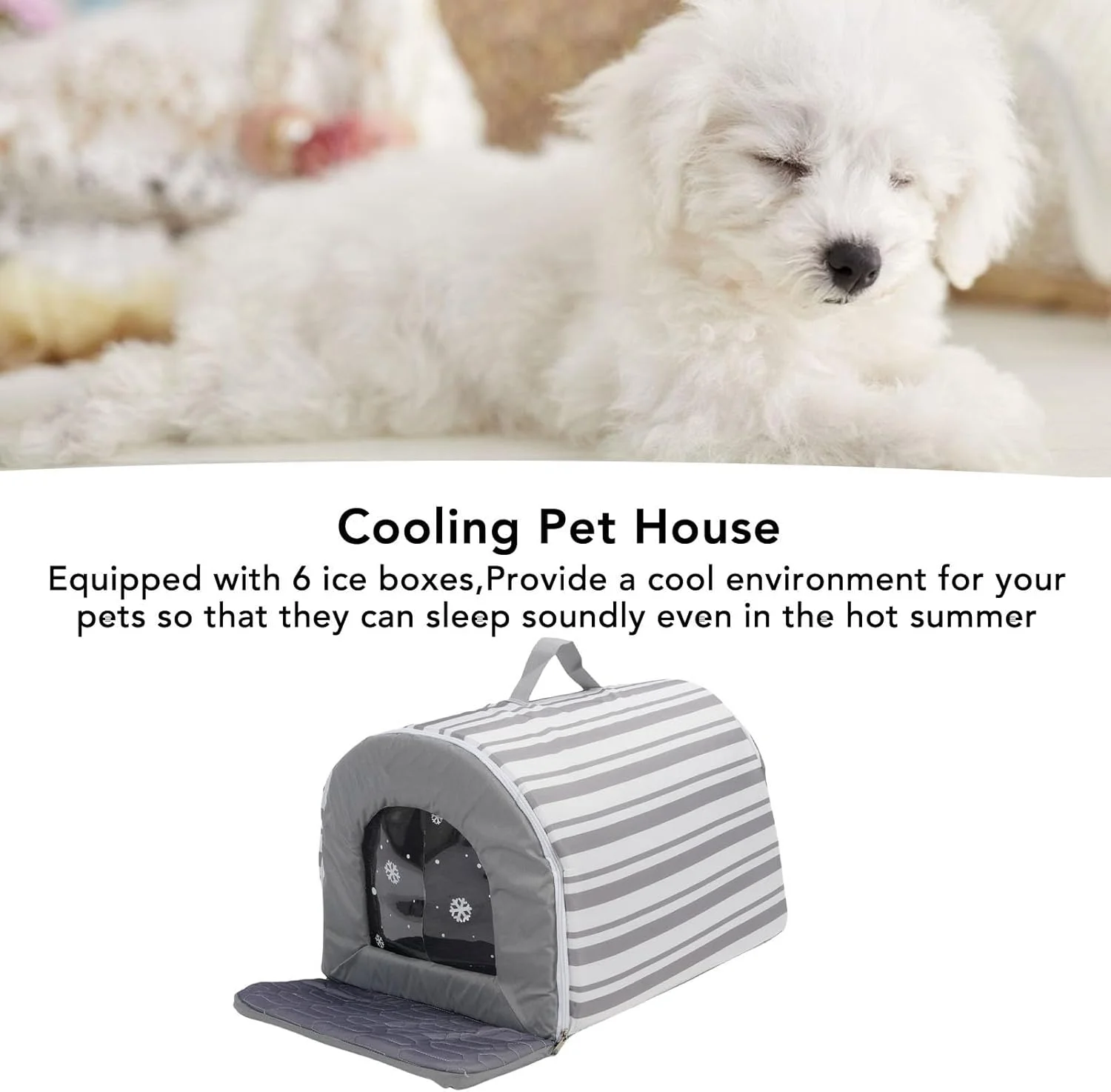 خانه یخی خنک کننده سگ Depisuta، پناهگاه خنک کننده حیوانات خانگی با 6 بسته یخ برای سگ ها و گربه های کوچک، متوسط و بزرگ، مناسب برای استفاده در داخل و خارج از خانه