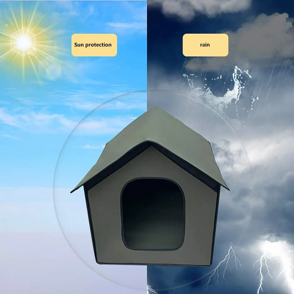 خانه گربه فضای باز DEECOZY برای فضای باز، خانه حیوانات خانگی سگ، مقاوم در برابر زمستان، تاشو، خانه گربه ضد آب برای سگ ها، گربه ها، خرگوش ها (سبز ارتشی)