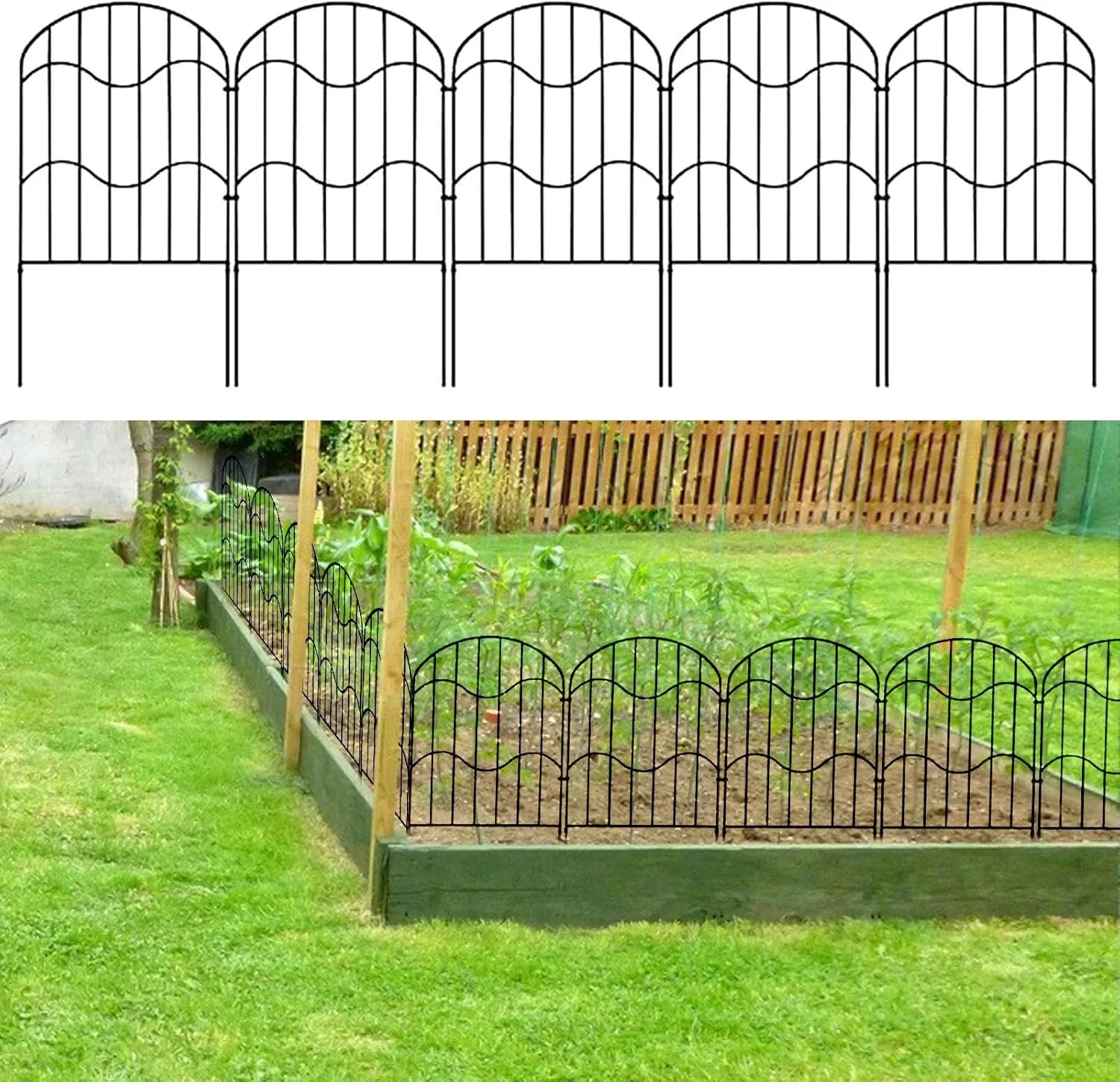 حصار تزئینی باغ - حصار تاشو باغ، 10 عدد حصار موقت برای محوطه حیوانات خانگی، چمن، پاسیو، باغچه، محوطه سازی حیاط و رویداد