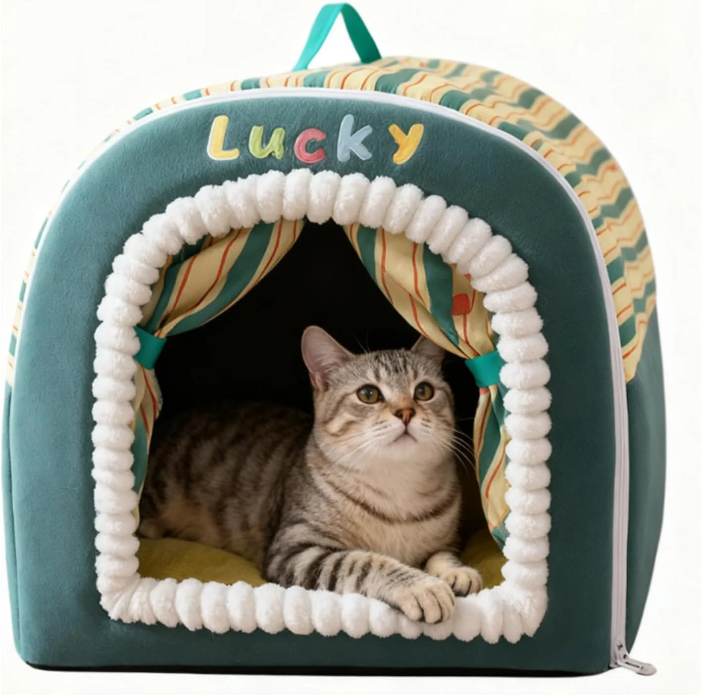 غار گربه | خانه گرم و قابل شستشو، تخت گربه سرپوشیده با دستگیره، برای خواب زمستانی حیوانات خانگی کوچک در فضای باز و منزل غار گربه | خانه گرم و قابل شستشو، تخت گربه سرپوشیده با دستگیره، برای خواب زمستانی حیوانات خانگی کوچک در فضای باز و منزل