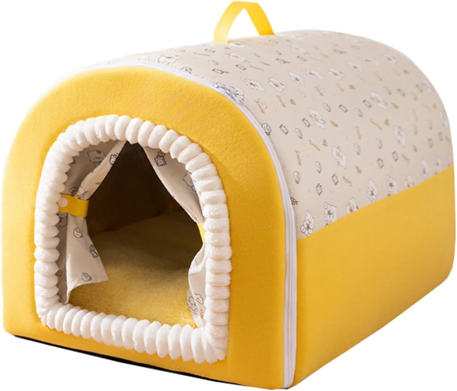 تخت خواب سرپوشیده گربه | خانه گرم و قابل شستشو، غار حیوانات خانگی محصور با دستگیره | برای خواب زمستانی حیوانات خانگی کوچک در فضای باز تخت خواب سرپوشیده گربه | خانه گرم و قابل شستشو، غار حیوانات خانگی محصور با دستگیره | برای خواب زمستانی حیوانات خانگی کوچک در فضای باز