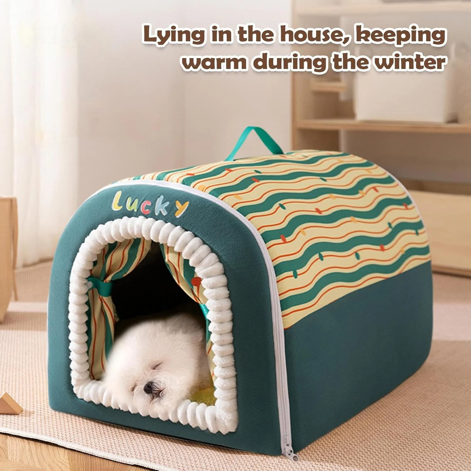 غار گربه | خانه خواب نرم و گرم، تخت خواب سرپوشیده و قابل شستشو برای گربه، مناسب برای بچه گربه و حیوانات خانگی کوچک در داخل و خارج از خانه در زمستان