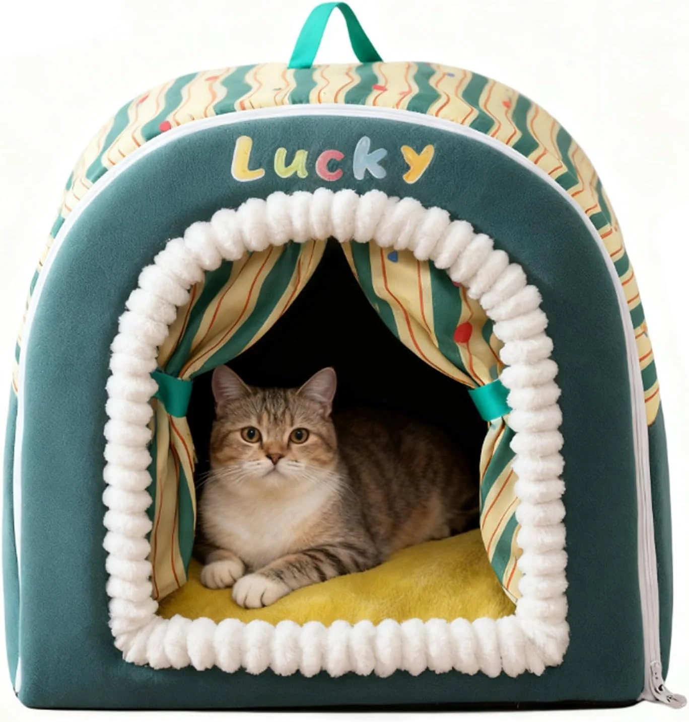 تخت خواب سرپوشیده گربه - لانه نرم و گرم با دسته - غار حیوانات خانگی محصور با دسته | برای خواب زمستانی حیوانات خانگی کوچک در فضای باز تخت خواب سرپوشیده گربه - لانه نرم و گرم با دسته - غار حیوانات خانگی محصور با دسته | برای خواب زمستانی حیوانات خانگی کوچک در فضای باز