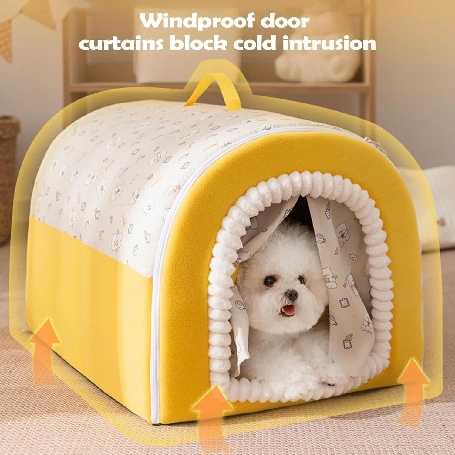 تخت خواب سرپوشیده گربه، خانه خواب گرم و نرم | تخت گربه محصور با دسته، برای حیوانات خانگی کوچک در فضای باز، مناسب خواب زمستانی