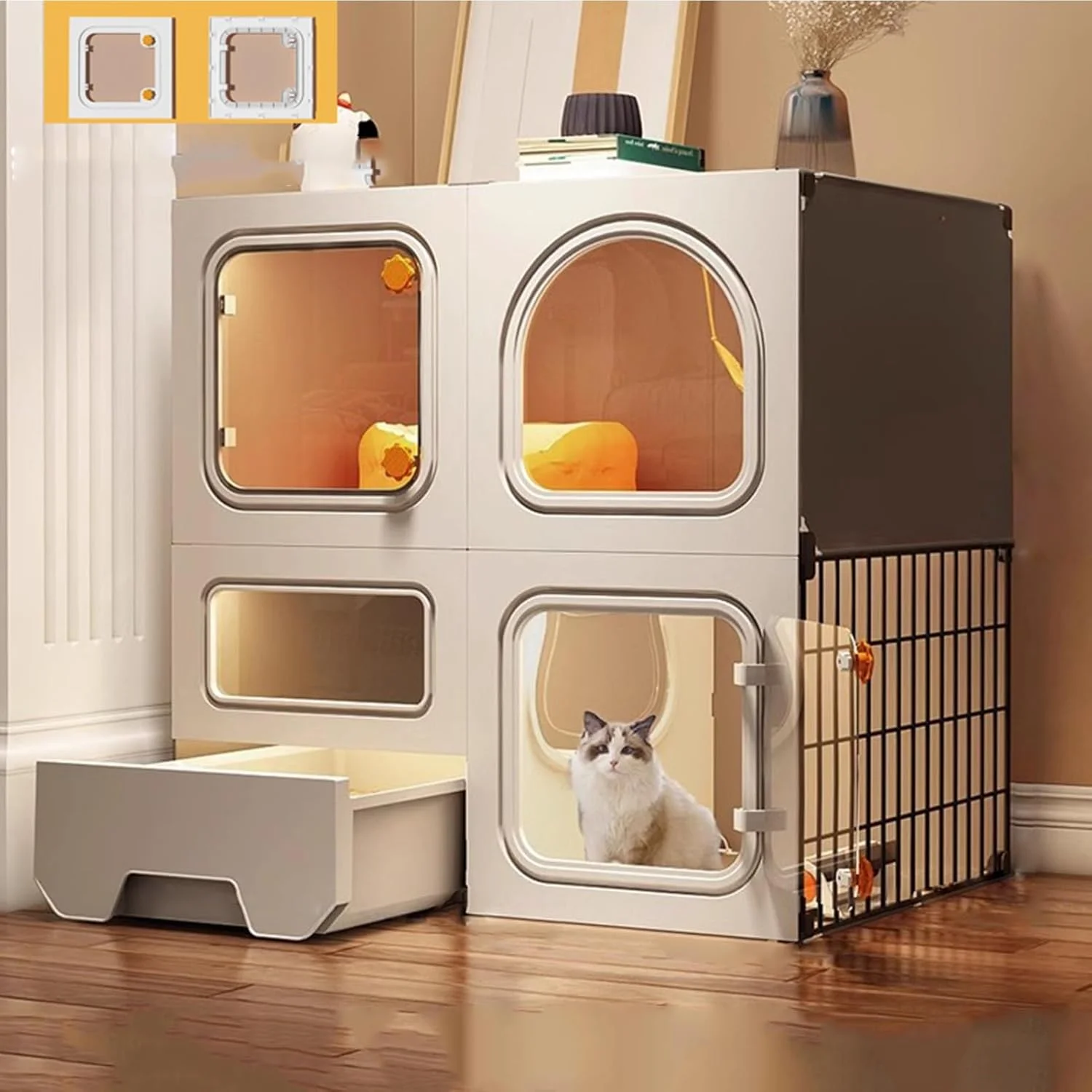 قفس گربه EKDJSN به همراه جعبه خاک گربه، محوطه بازی بزرگ 2/3 طبقه، لانه گربه، محوطه بازی سرپوشیده برای حیوانات کوچک، مکان ایده آل برای ورزش 1-3 گربه (اندازه: 27.9x14.3x27.9 اینچ) قفس گربه EKDJSN به همراه جعبه خاک گربه، محوطه بازی بزرگ 2/3 طبقه، لانه گربه، محوطه بازی سرپوشیده برای حیوانات کوچک، مکان ایده آل برای ورزش 1-3 گربه (اندازه: 27.9x14.3x27.9 اینچ)