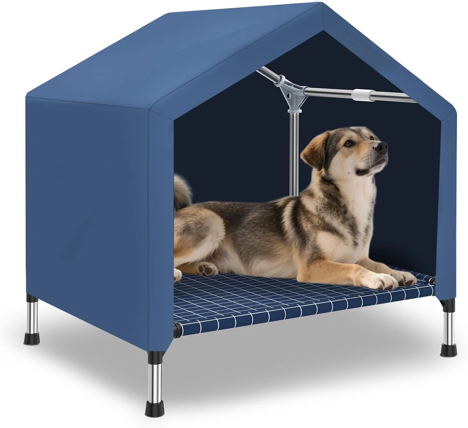 خانه سگ مرتفع 2 در 1 - چادر سگ ضد باران، خانه گربه، سایبان سگ، خانه حیوانات خانگی - کف مرتفع تهویه دار، پناهگاه حیوانات خانگی مرتفع برای سایز متوسط خانه سگ مرتفع 2 در 1 - چادر سگ ضد باران، خانه گربه، سایبان سگ، خانه حیوانات خانگی - کف مرتفع تهویه دار، پناهگاه حیوانات خانگی مرتفع برای سایز متوسط