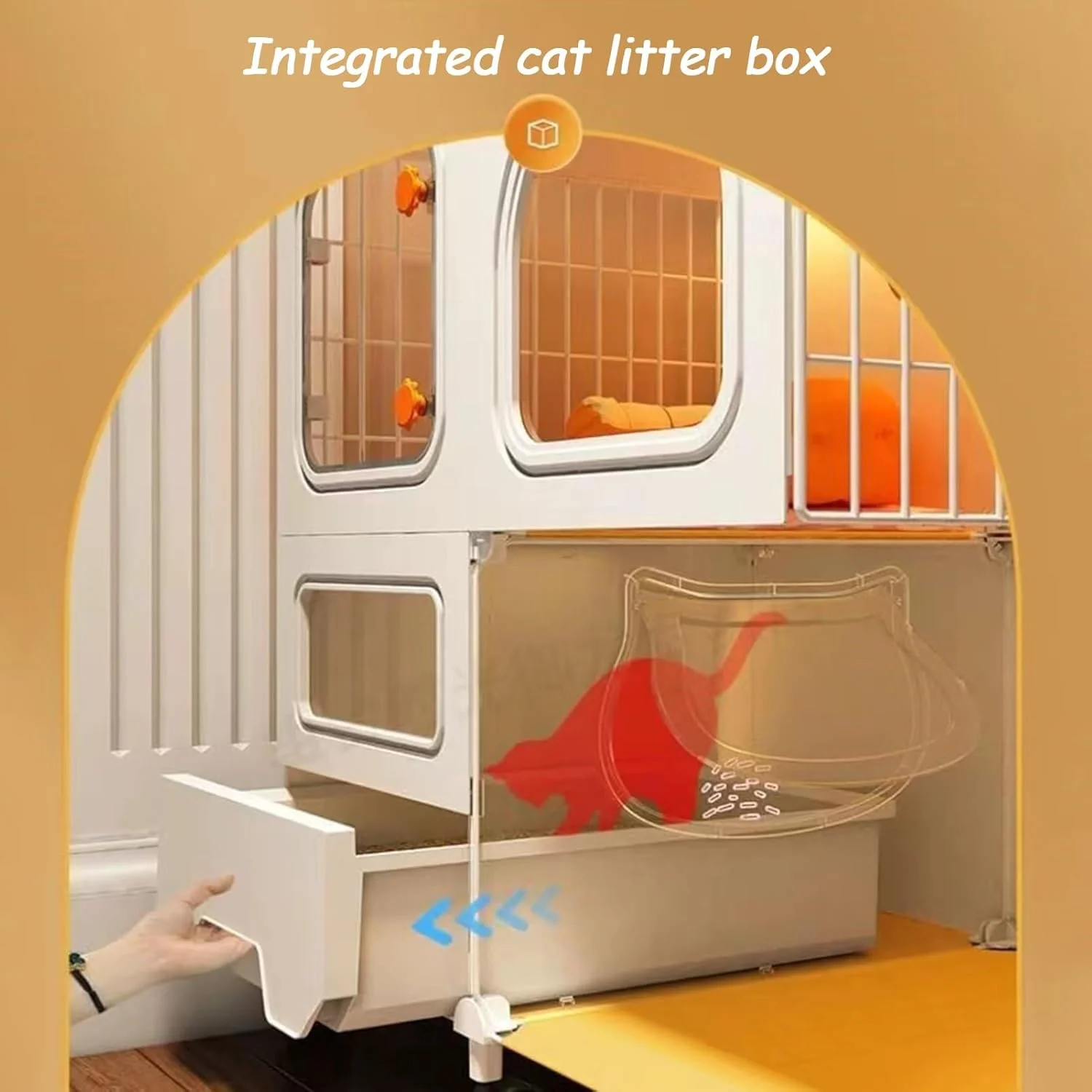 قفس گربه EKDJSN به همراه جعبه خاک گربه، محوطه بازی بزرگ 2/3 طبقه، لانه گربه، محوطه بازی سرپوشیده برای حیوانات کوچک، مکان ایده آل برای ورزش 1-3 گربه (اندازه: 27.9x14.3x27.9 اینچ)