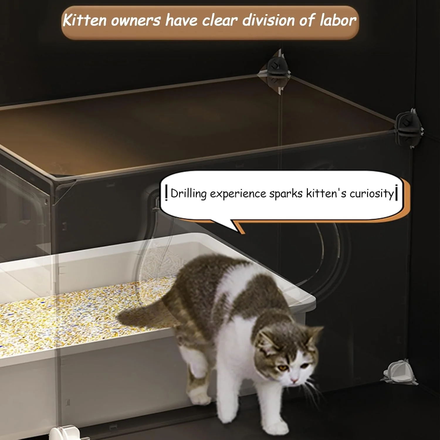 قفس گربه EKDJSN به همراه جعبه خاک گربه، محوطه بازی بزرگ 2/3 طبقه، لانه گربه، محوطه بازی سرپوشیده برای حیوانات کوچک، مکان ایده آل برای ورزش 1-3 گربه (اندازه: 27.9x14.3x27.9 اینچ)