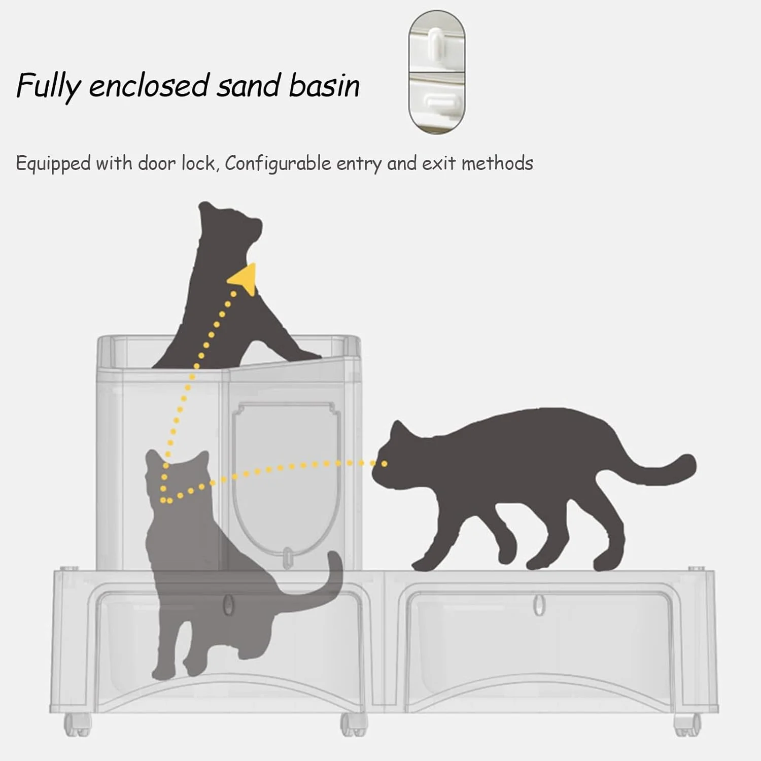 محوطه بازی گربه EKDJSN، محفظه گربه با جعبه بستر گربه، قفس گربه یک تکه، محوطه بازی بزرگ گربه 2/3 طبقه، لانه گربه، مکان ورزشی ایده آل برای 1-2 گربه (رنگ: خاکستری، اندازه: 61.8 اینچ/157 سانتی متر)