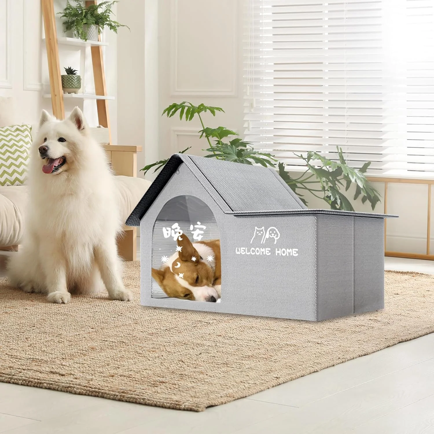 خانه یخی سگ، پناهگاه خنک کننده تاشو برای سگ با کیسه های یخ | لانه خنک کننده سبک وزن برای هوای گرم، لوازم حیوانات خانگی مقاوم در برابر گاز گرفتن برای باغ های داخلی و خارجی، بالکن ها، حیاط و ایوان