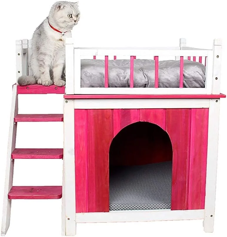 خانه سگ GZDZHP، خانه توله سگ، خانه چوبی کوچک سگ، خانه حیوانات خانگی چوبی سرپناه گربه برای داخل/خارج از منزل