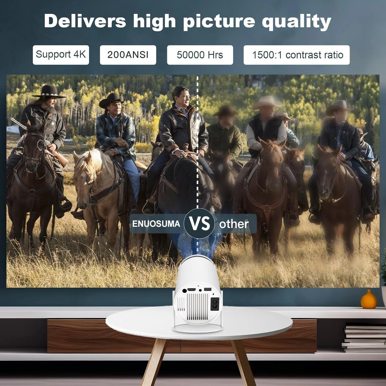 مینی پروژکتور ENUOSUMA، سازگار با 4K 1080P، پروژکتور قابل حمل با وای فای دو بانده WIFI6 5G بی سیم 5.0 بلوتوث اندروید 11، 160 انسی لومن، چرخش 180 درجه، تصحیح خودکار کیستون، پروژکتور مینی پروژکتور ENUOSUMA، سازگار با 4K 1080P، پروژکتور قابل حمل با وای فای دو بانده WIFI6 5G بی سیم 5.0 بلوتوث اندروید 11، 160 انسی لومن، چرخش 180 درجه، تصحیح خودکار کیستون، پروژکتور