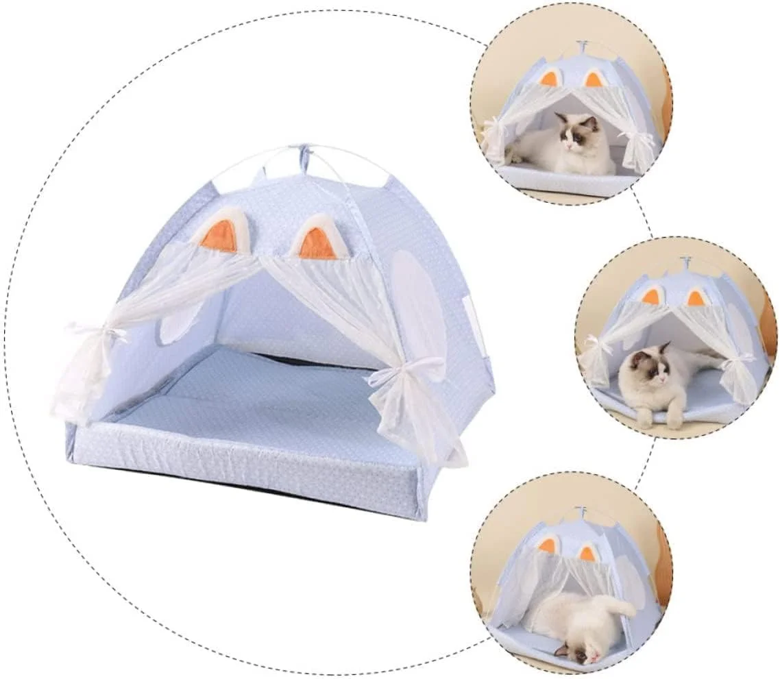 چادر حیوانات خانگی، خانه گربه، محل استراحت خرگوش، تخت گربه، جعبه خواب گربه، تخت خواب بچه گربه، بالش استراحت، اسباب بازی گربه، خانه پارچه ای سگ توله سگ کوچک و متوسط، صورتی، M
