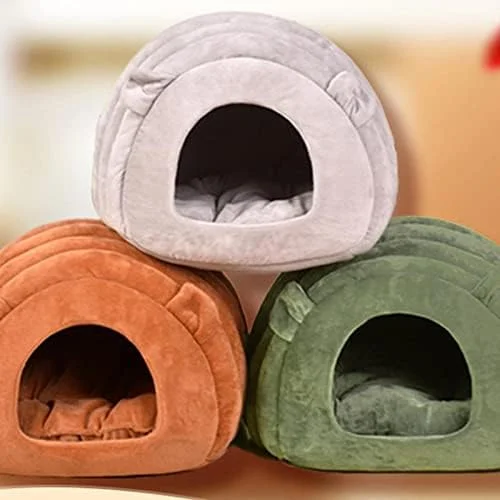 خانه سگ سرپوشیده، لانه سگ، غار سگ، لانه گربه، خانه سگ سرپوشیده، لانه حیوانات خانگی نیمه بسته مناسب برای گربه ها و سگ ها (خاکستری، S)