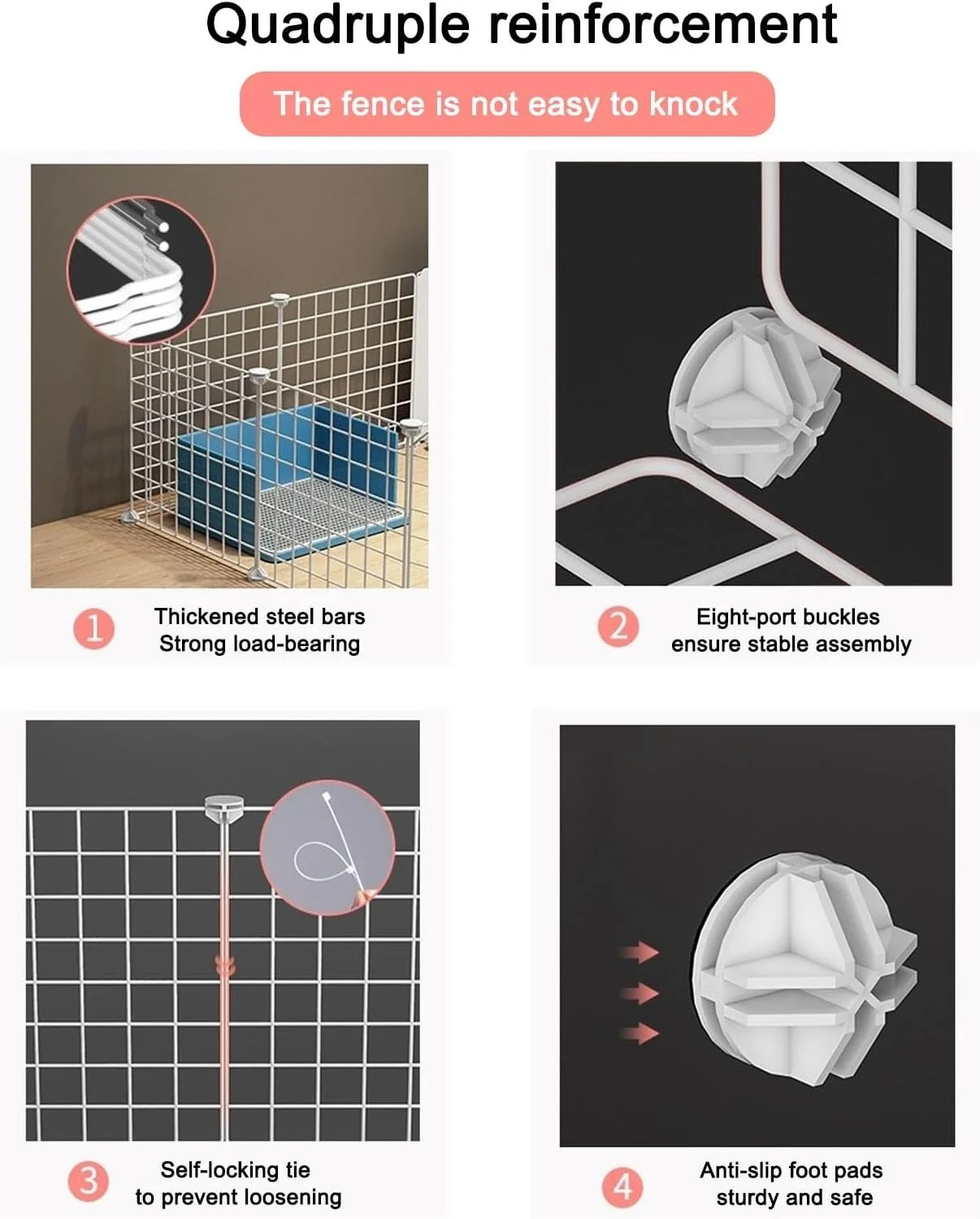 فنس سگ، محوطه داخلی گربه، قفس سگ با طراحی DIY، قفس فلزی جداشدنی حیوانات کوچک (165 * 75 * 54 سانتی متر)