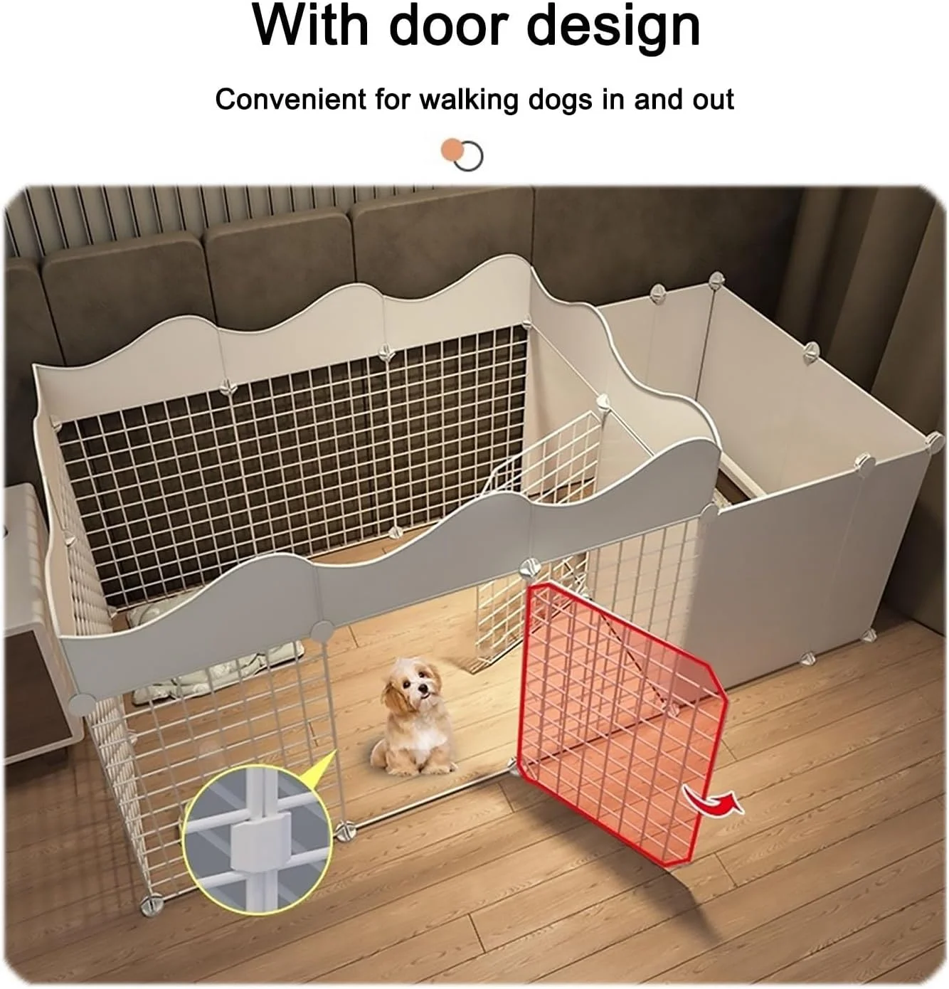 محوطه سگ، محفظه داخلی گربه، قفس سگ با طراحی DIY، قفس فلزی جداشدنی حیوانات کوچک (165 * 111 * 54 سانتی متر)