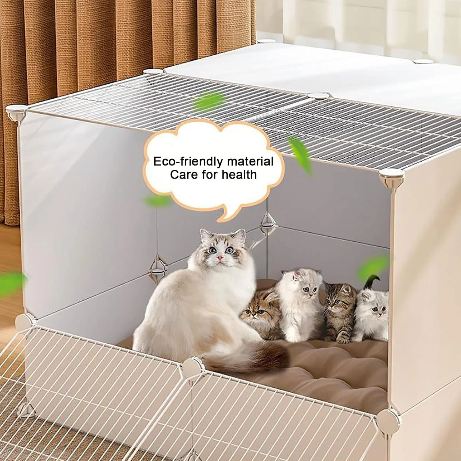 قفس گربه، محوطه داخلی گربه، لانه گربه، پارک بازی بچه گربه، قفس سگ برای سگ های بزرگ، قفس راسو، پارک بازی حیوانات خانگی برای استفاده در داخل/خارج از منزل - مکان بزرگ برای ورزش ایده آل F، سفید-B
