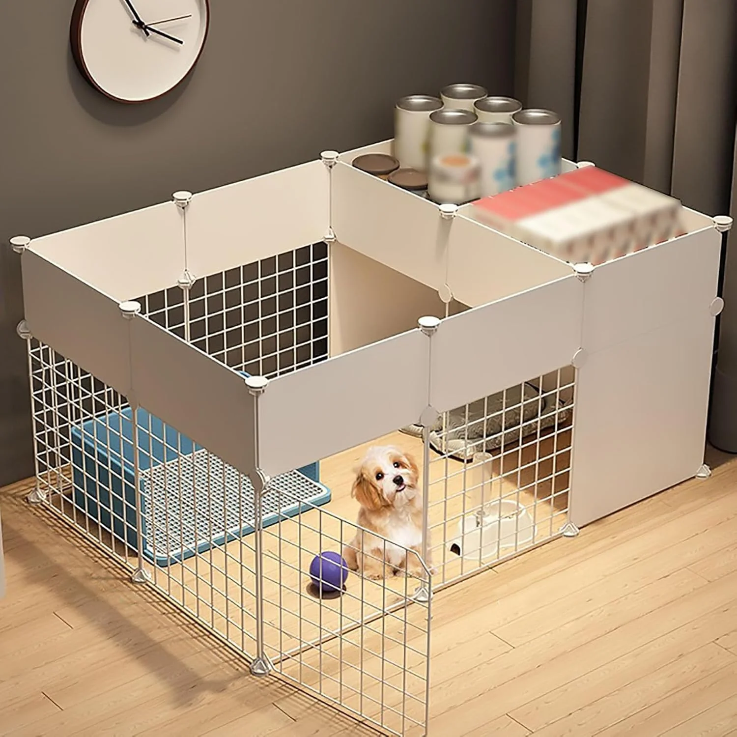 حصار سگ، محوطه داخلی گربه، قفس سگ با طراحی DIY، قفس فلزی جداشدنی برای حیوانات کوچک (A111*75*54cm)