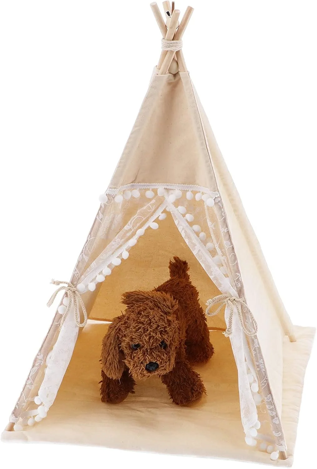 خانه بازی تخت سگ، چادر حیوانات خانگی بوم و کاج تاشو و پایدار مناسب فضای داخلی و خارجی، چادر حیوانات خانگی تاشو و قابل شستشو برای باغ، بالکن و اتاق نشیمن