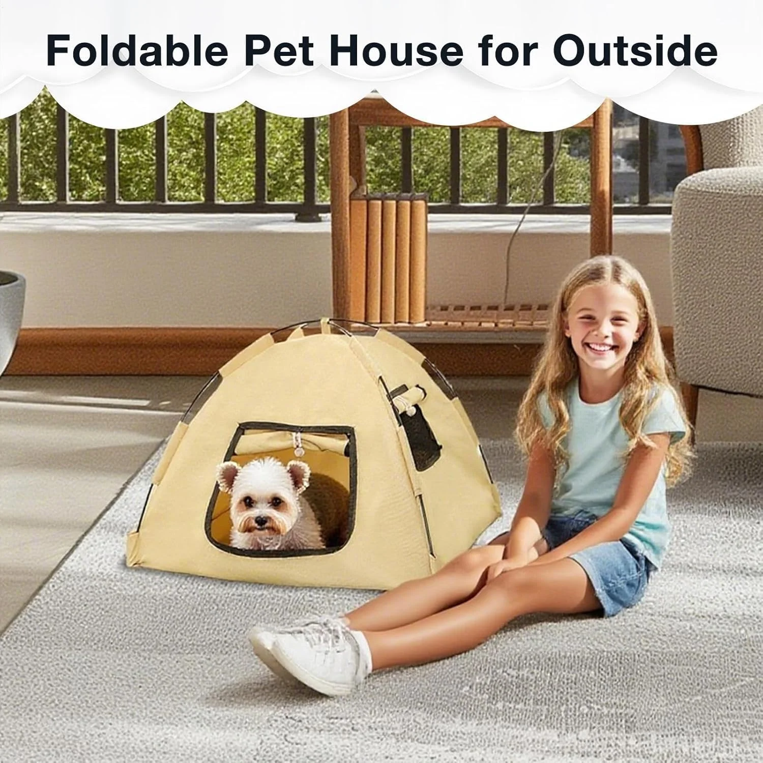 چادر سگ فضای باز، سایه بان تاشو توله سگ | چادر گربه قابل حمل و تنفسی برای حیوانات کوچک مسافرت ساحلی کمپینگ بالکن ماجراجویی حیاط تابستانی سفر در فضای باز