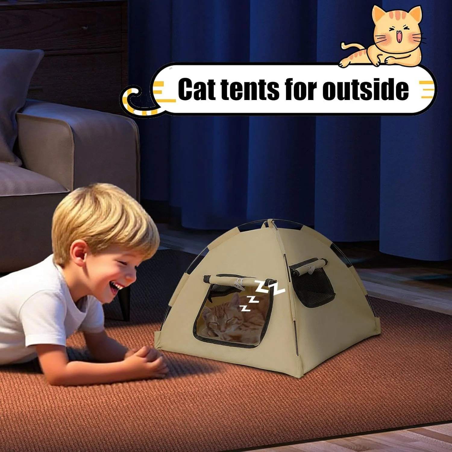 چادر گربه فضای باز، پناهگاه تاشو ضد اشعه ماوراء بنفش برای توله سگ | چادر گربه قابل حمل و تنفس برای حیوانات کوچک، مناسب برای سفر ساحلی، کمپینگ، بالکن، ماجراجویی، پاسیو تابستانی و سفرهای خارج از منزل