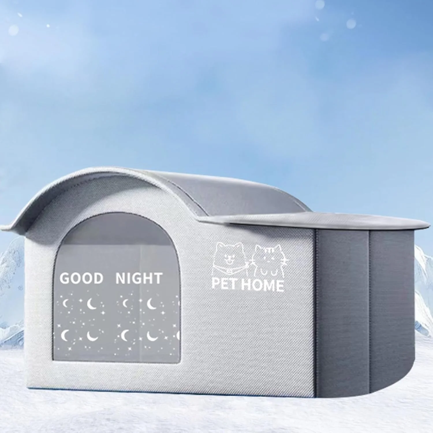 خانه سگ در فضای باز، پناهگاه تاشو خنک کننده گربه با بسته های یخ، غار سایه دار تختخواب های قابل حمل جادار عایق بندی شده برای سگ های نژاد بزرگ و کوچک در فضای داخلی و خارجی