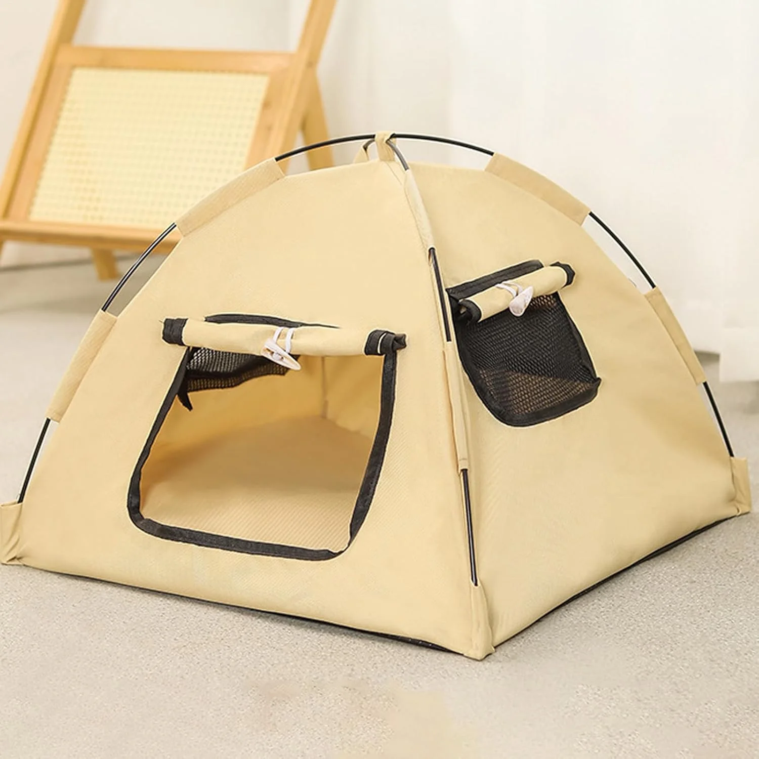 چادر گربه فضای باز، پناهگاه تاشو ضد اشعه ماوراء بنفش برای توله سگ | چادر گربه قابل حمل و تنفس برای حیوانات کوچک، مناسب برای سفر ساحلی، کمپینگ، بالکن، ماجراجویی، پاسیو تابستانی و سفرهای خارج از منزل