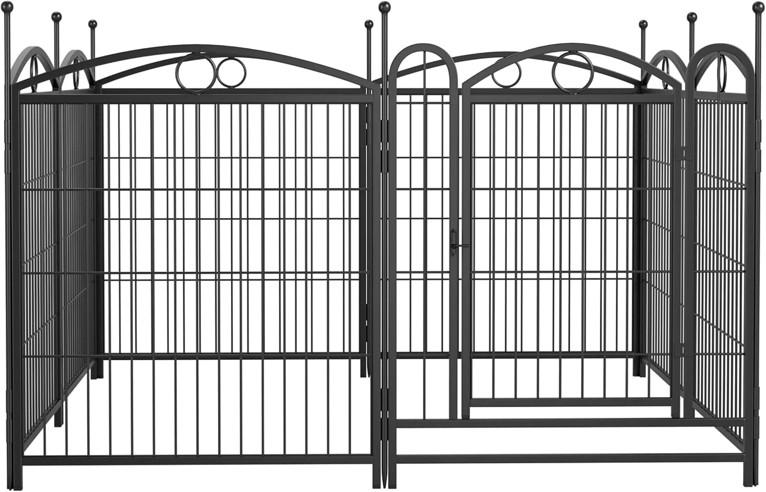 محوطه بازی سگ سرپوشیده، مجموعاً 8 پنل، حصار فلزی سنگین برای خرگوش برای سگ های بزرگ/متوسط/کوچک، محوطه تمرین تاشو در فضای باز با درب برای باغ