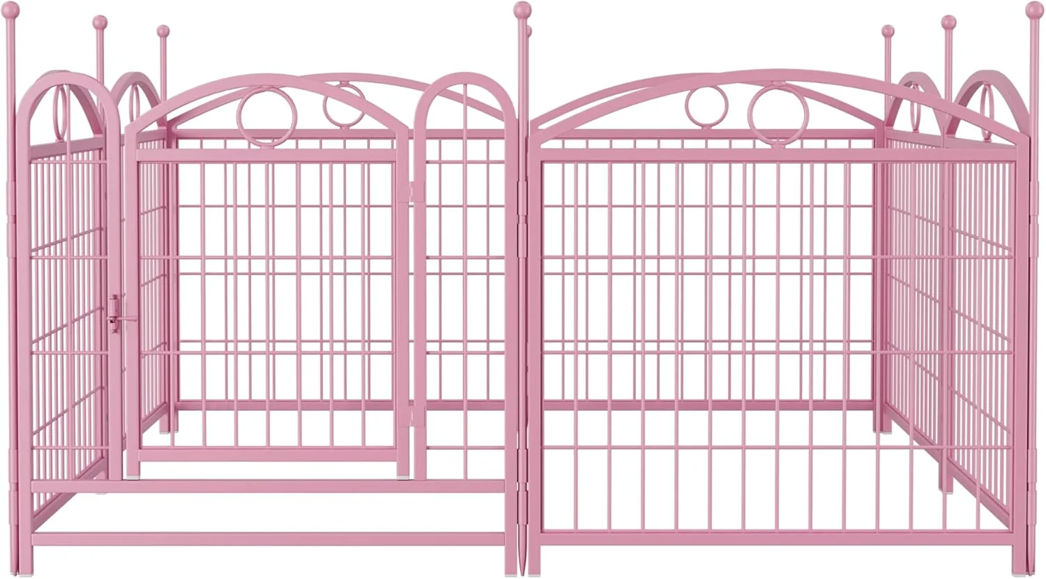 محوطه بازی سگ، ۸ پنل فلزی، تاشو مناسب داخل و خارج از خانه، ضد زنگ، حصار تمرینی سگ، حصار سگ با درب برای سگ های بزرگ، متوسط و کوچک و حیوانات خانگی